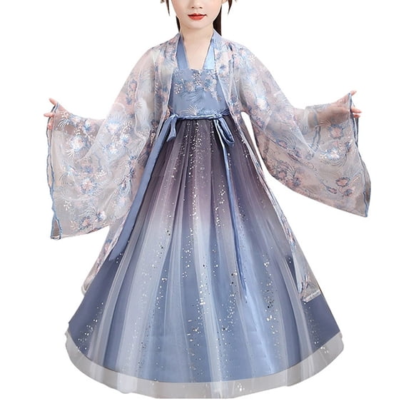 Girls' Ancient Chinese Traditional Hanfu Dress Elegant Cos For Stage Performance Festivals Parties Daily Wear