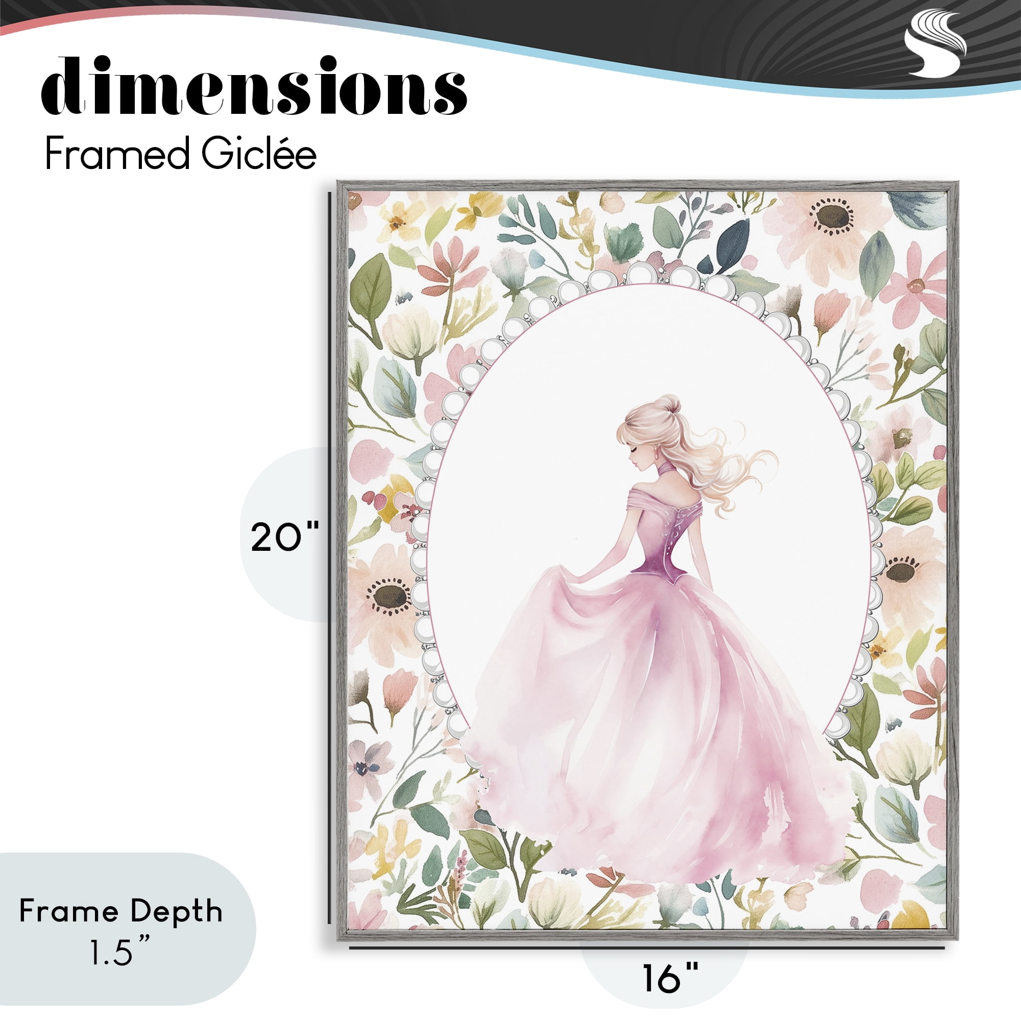 Stupell Industries Graceful Princess Love Gray Framed Giclee Art, design by Christine Simpson Art
