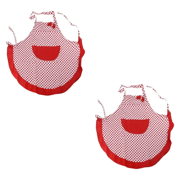 2 Pcs Dot Apron Kitchen Apron Apron for Women Ruffled Apron Halloween Couplet Dotted Bowknot Apron