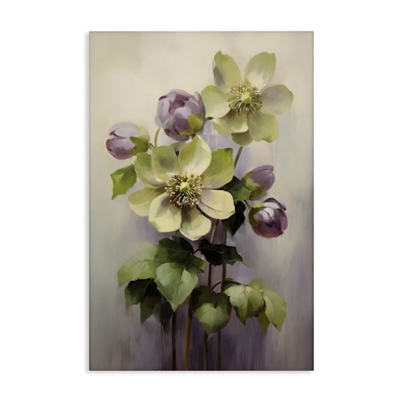 Stupell Industries Traditional Green & Purple Flowers Canvas Art, 16 x 24, by Petals Prints Design