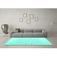 thumbnail image 3 of Ahgly Company Machine Washable Indoor Rectangle Solid Turquoise Blue Modern Area Rugs, 3' x 5', 3 of 4