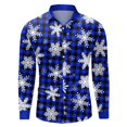 thumbnail image 3 of Camisas Vaqueras Para Hombre Camisa de manga larga con botón de solapa y estampado a cuadros informal para hombre (Blue, L), 3 of 5