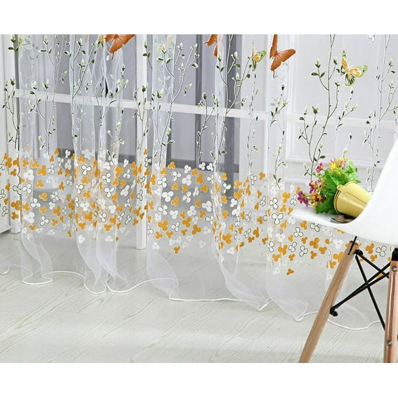 Fiudx Cortina Transparente con Estampado de Ramas Modernas, Tela de Voile Suave, Elegante Decoración para El Hogar, Filtrado de Luz, Acogedora Adición a La Sala de Estar, Lavable a Máquina, Tamaño 27