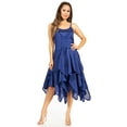 thumbnail image 5 of Sakkas Lady Mary Jacquard Corset Style Bodice Lightweight Handkerchief Hem Dress - Navy - One Size, 5 of 5