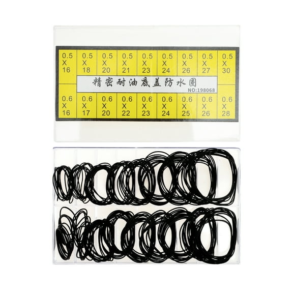 Unique Bargains 180 Pcs O Ring Watch Gasket Durable Rubber Seal 18 Types Watch Gasket Set Dustproof for Watch Repair Black