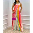 thumbnail image 4 of Monos de una pieza con estampado sin mangas y tirantes con cuello en V para mujer, pantalones largos de pierna ancha, monos holgados de estilo bohemio para mujer, 4 of 5