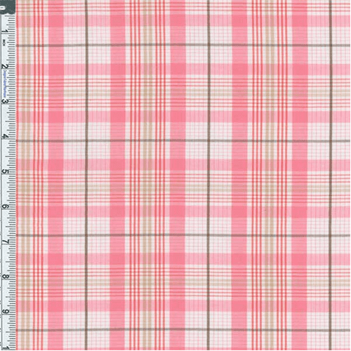 Pink Plaid Shirting, Fabric Sold By the Yard