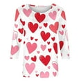 thumbnail image 4 of Qetyuw Women's Valentine's Day Tops 3/4 Sleeve Love Heart Graphic Tee Shirt Fashion Casual Round Neck Shirts Plus Size Shirt for Women, 4 of 5