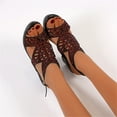 thumbnail image 5 of eczipvz Sandales pour Femmes, Espadrilles à Plateforme Compensée, Bride Cheville, Boucle, Faux Cuir, Liège, Caoutchouc, Été, Rouge, 5 of 5