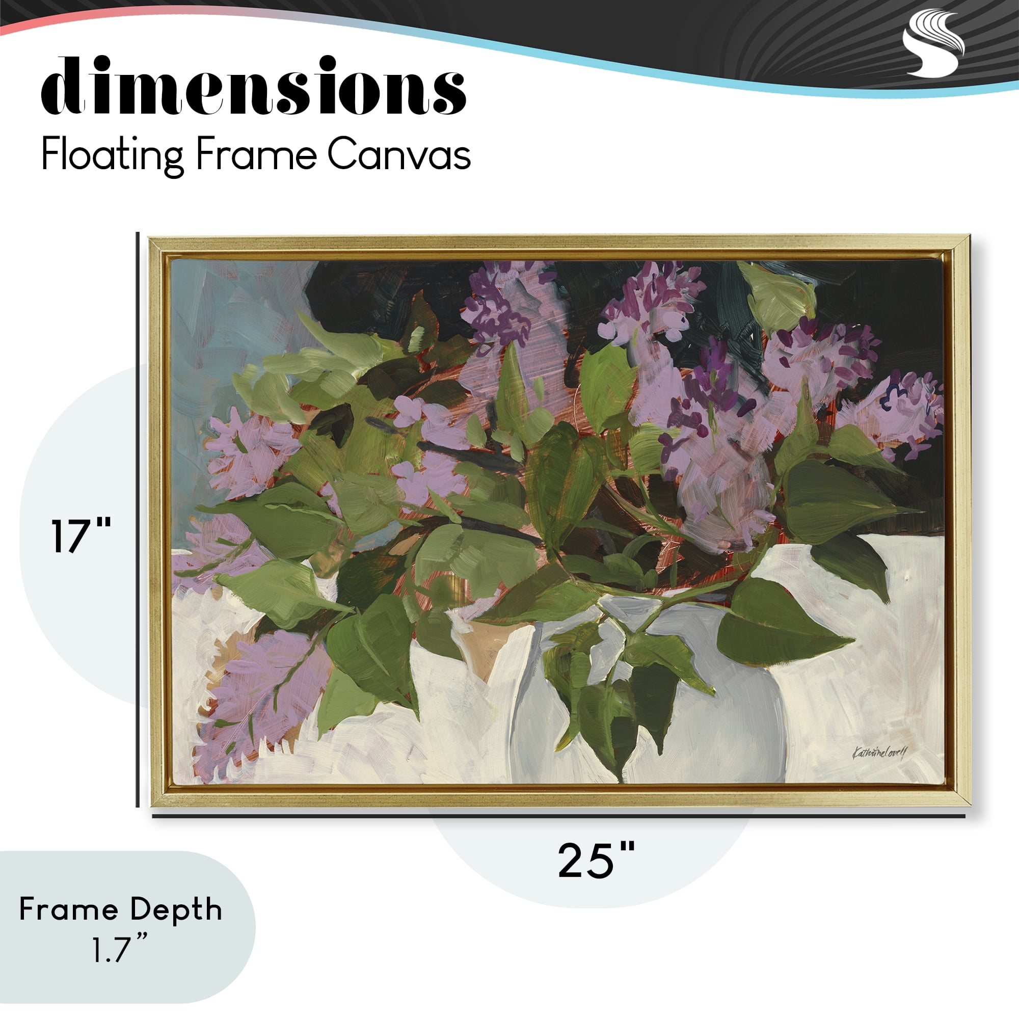 Stupell Industries June Lilacs Bouquet Gold Framed Floater Canvas Wall Art, design by Katherine Lovell