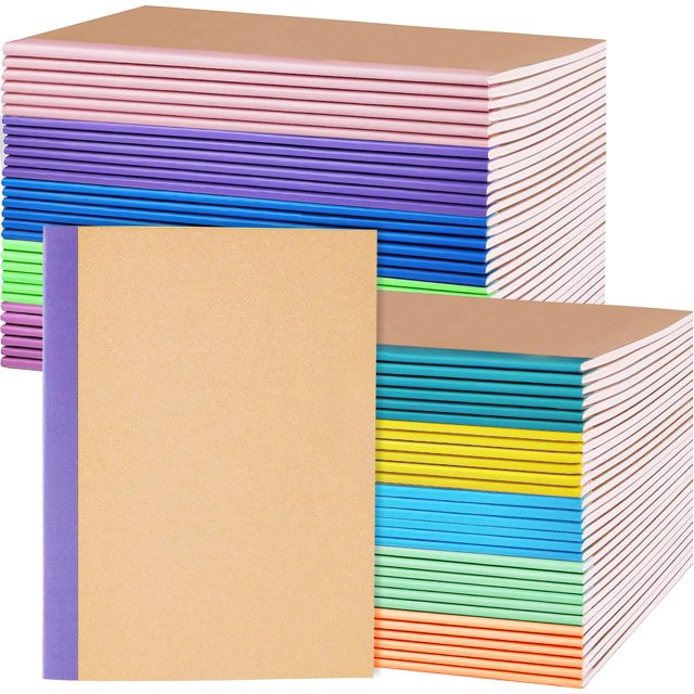 Cuadernos Nanajorwa A5, paquete de 100, rayados, de colores, tapa blanda