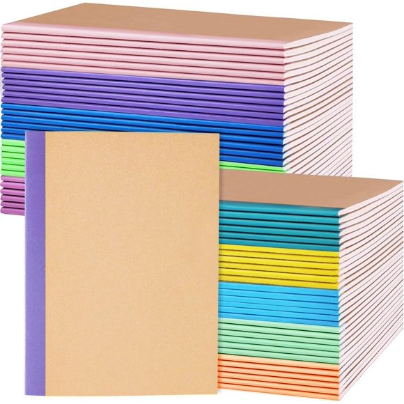 Cuadernos Nanajorwa A5, paquete de 100, rayados, de colores, tapa blanda