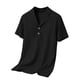 thumbnail image 4 of Ceisia Men's Solid Color Cotton Linen Casual Shirt Loose Shawl Collar Short Sleeve Top for Summer Black L Gifts, 4 of 6