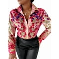 thumbnail image 1 of Blusas para Mujer, con Botones, Estilo Informal, de Negocios, de Larga, Elegantes y Sexys. Estampado Rosa XL, 1 of 9