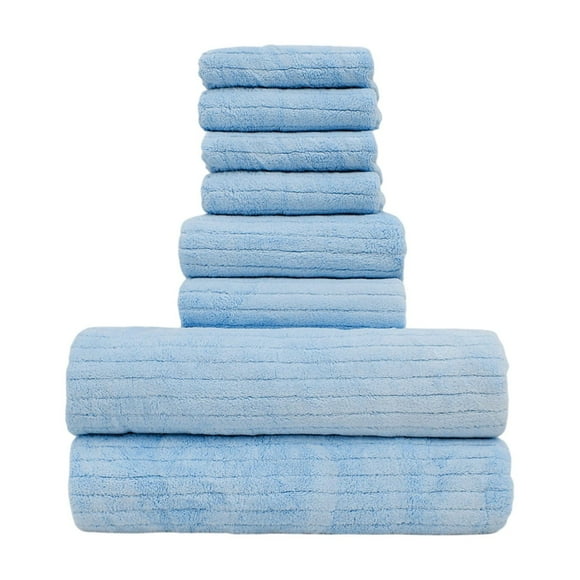 Nilvkv Huit Pièces de Serviette Carrée en Velours Serviette Serviette de Bain Uni Ménage Bain Laver le Visage Essuyer Sécher Absorbant Doux Ensemble Ménager