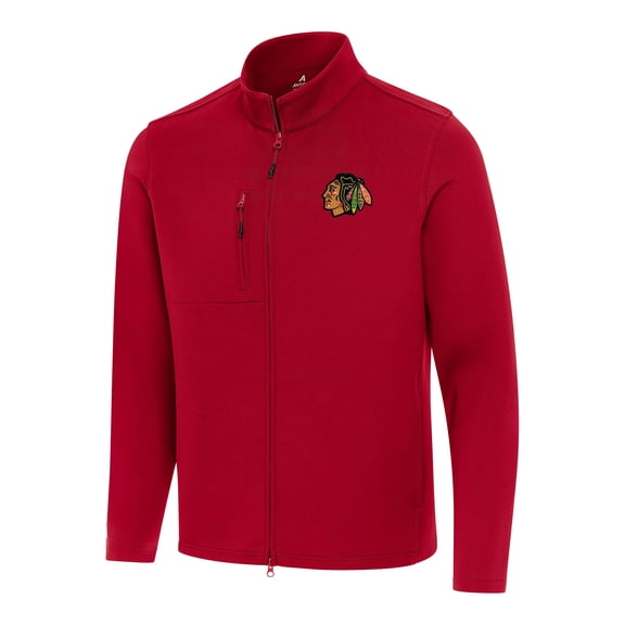 Men's Antigua Red Chicago Blackhawks Objection Double-Peached Full-Zip Jacket