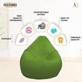 thumbnail image 5 of Ample Decor Leatherette Bean Bag Cover (No Filling), Ideal for Children and Teenagers - Green, 5 of 6
