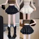 thumbnail image 2 of Falda negra con cintura elástica para mujer, falda corta con borde con volantes, estilo minifalda tipo A, con vuelo y media pantorrilla, para primavera y verano, 2 of 4