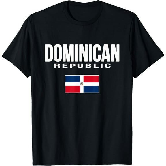 Dominican Republic Flag Republica Dominicana Souvenir T-ShirtMen and women, Black T-shirt, size: Extra large