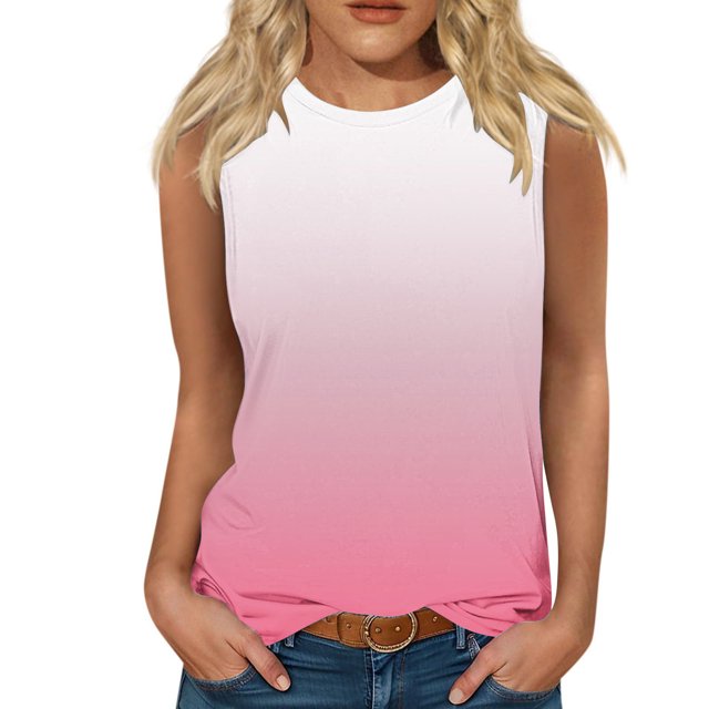 Snorda Blouses Sans Manches Mode Imprimée Confortable Respirant Col en V pour Femmes Grande Taille Tank Tops S-4TG
