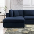 thumbnail image 6 of Mixoy  Velvet U/L Shaped Sectional Couch with Ottoman,Oversized 6-Seater Sofa Set for Living Room,Navy Blue, 6 of 7