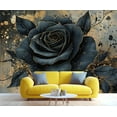 thumbnail image 3 of Black Gold Rose Wall Mural - Creative Flower Wallpaper For Living Room, Rose Mural 79"W x 55"H (Not Peel and Stick), 3 of 6