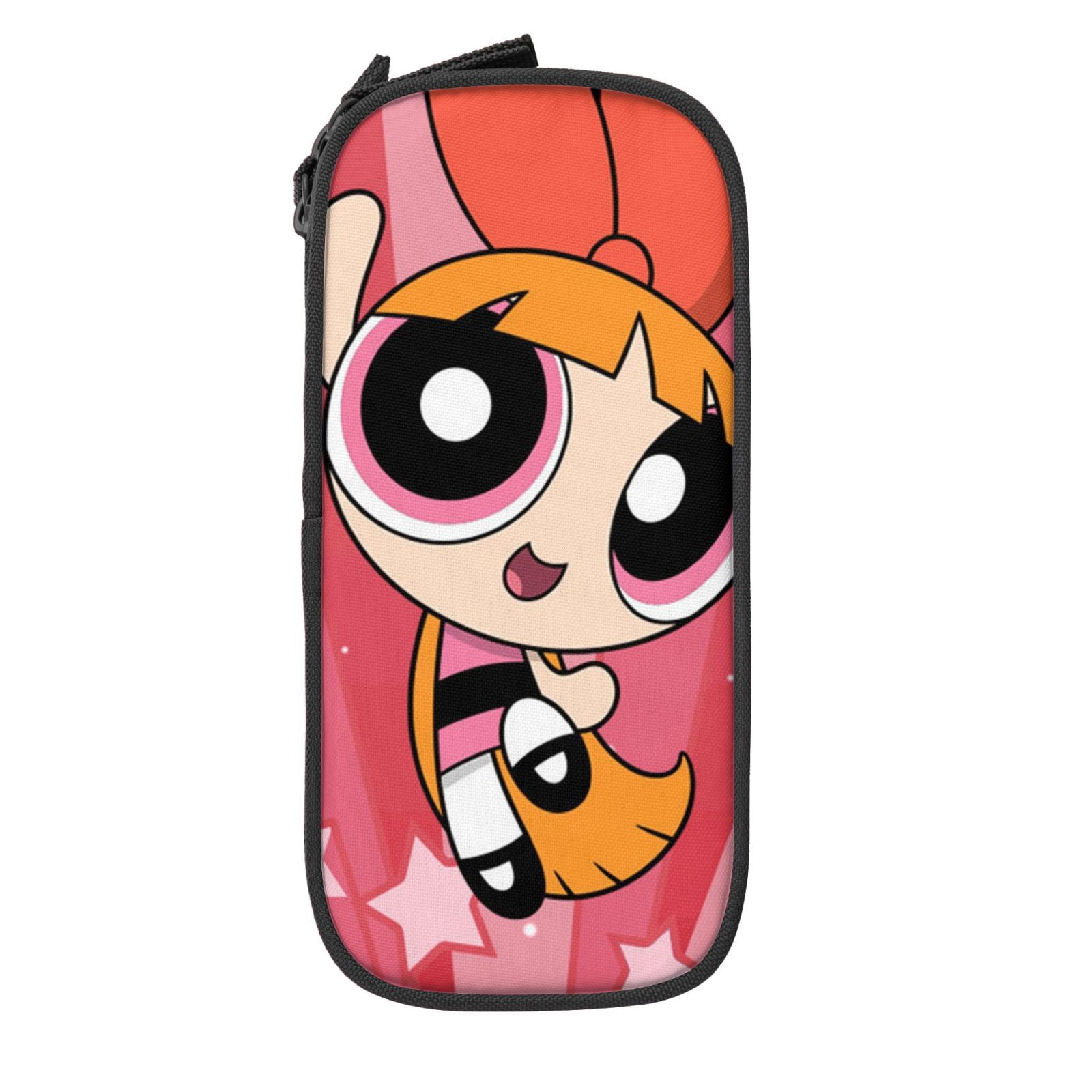 The Powerpuff Gi-rls Pencil Case Large Capacity Pencil Pouch Penbag Office Stationery Organizer Travel Makeup Bag Black