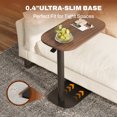 thumbnail image 6 of FunniHomi 23.6" W x 13.8" D Adjustable C Table with Wheels, Mobile Snack Side End Table for Sofa and Bed, Rustic Brown, 6 of 9