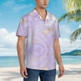 thumbnail image 5 of Xecao Lavender Glitter Foil Stripes print Hawaiian shirt - a stylish short-sleeve button-down for men, perfect for casual beach and tropical outings., 5 of 9