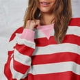 thumbnail image 5 of Timegard Crewneck Sweatshirts for Women Striped Long Sleeve Loose Comfy Pullover Tops Fall Fashion, 5 of 9