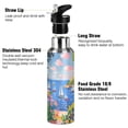 thumbnail image 3 of Yayeee 20oz Insulated Water Bottle Double Wall Stainless Steel with Flip Straw Lid, Pink Floral Window, 3 of 7