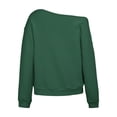 thumbnail image 4 of Womens off The Shoulder Sweatshirt Comdrip off The Shoulder Sweatshirt for Women Oversized Long Sleeve Fleece Basic Pullover Sweatshirts with Pockets Cute Sweatshirts Blackish Green L, 4 of 6