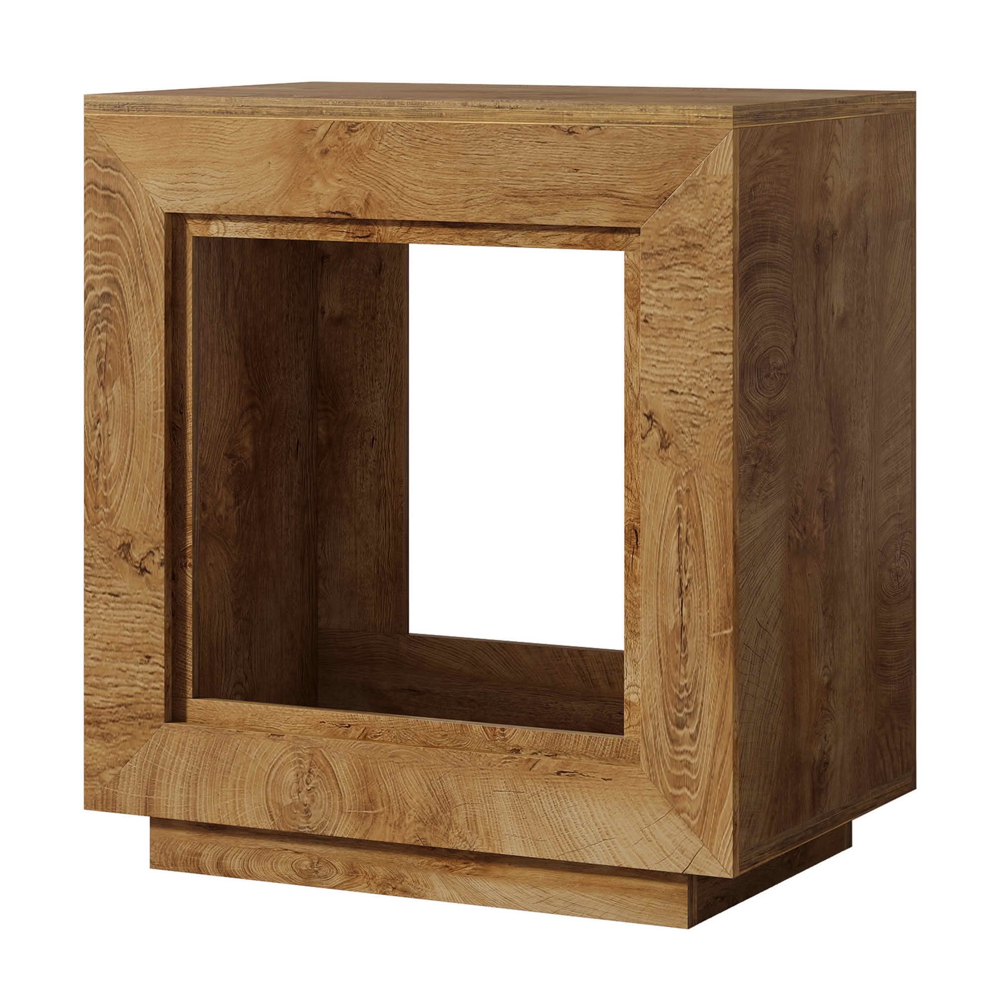 MAYEERTY Square Wood End Table Nightstand, Walnut Rustic Finish Heavy-Duty Solid Wood Side Table with Ample Storage Space