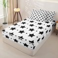 thumbnail image 2 of Manfei Minimalist Stars Polka Dot Zipper Twin Comforter Sets with Fitted Sheet and 2 Pillowcases,Cute Cartoon Themed Zipper Bedding Set,White Black,Black Reversible,4pcs, 2 of 8