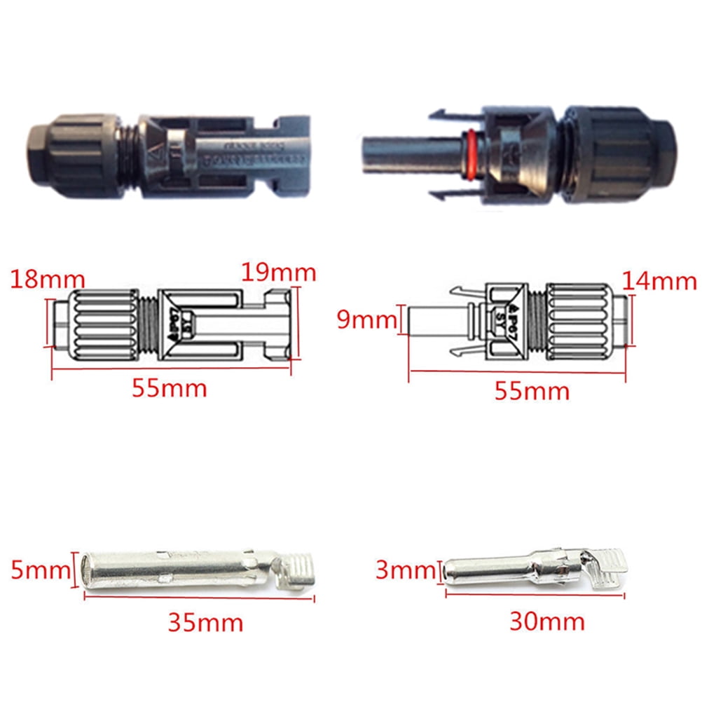 Connector Male Female 5 Pairs with Tools Solar Panel Connectors Kit Solar Panel Cable connectors 30A 1000V DC IP67 Waterproof 5Pair 