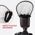 thumbnail image 2 of KAKOWELY Universal Flash Diffuser Mini Fabric Soft Light Flashes Bounce Cap Cover Attachment for Camera Flash Unit Head Flashgun Speed Lights White,3.94X"X3.74"X0.94", 2 of 5