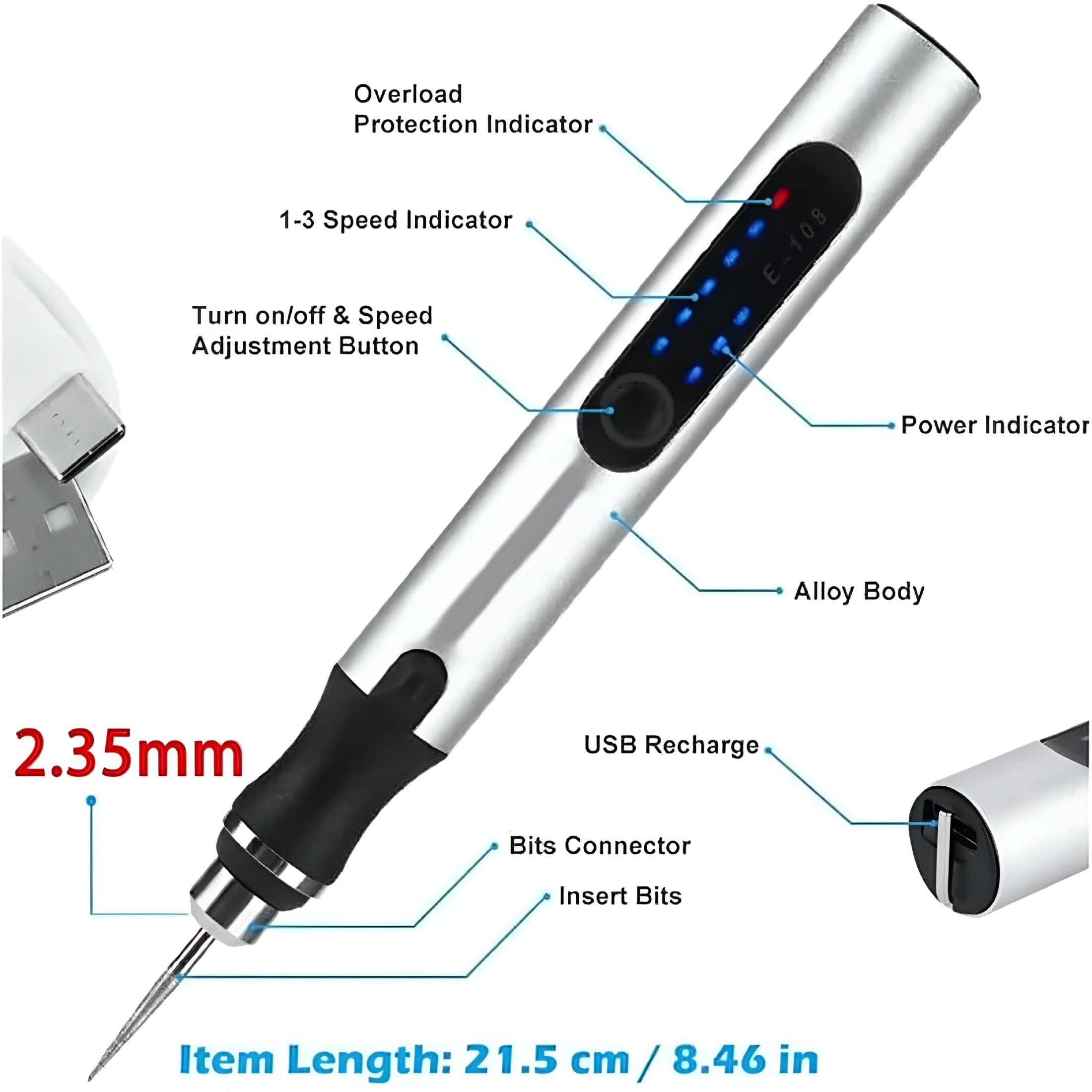 EXLEAF 2026 New Engraving Pen for Diyers,Professional Engraving Pen for Metal,Wood,Glass,And Plastic,Suitable for Professionals and Amateurs(Black-2)