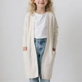 thumbnail image 2 of Girls Duster Sweater, Solid Color Lightweight Long Knit Jacket, Perfect Over Leggings & Dresses for School, Travel & Weekend Wear,White,110, 2 of 5
