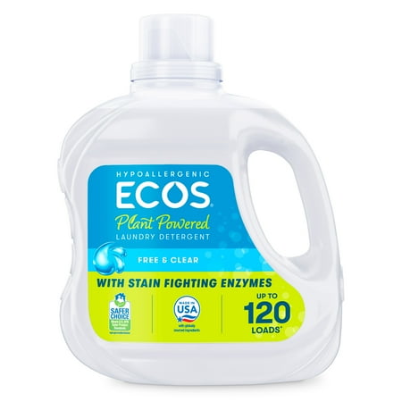 ECOS Hypoallergenic Liquid Laundry Detergent, Free & Clear for Sensitive Skin, 120 Loads, 110oz