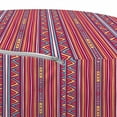 thumbnail image 3 of Folk Pouf Cover with Zipper, Colorful Ethnic Tribal Retro Hipster Style Vertical Abstract Geometric Zigzags Stripes, Soft Decorative Fabric Unstuffed Case, 30" W X 17.3" L, Multicolor, by Ambesonne, 3 of 5