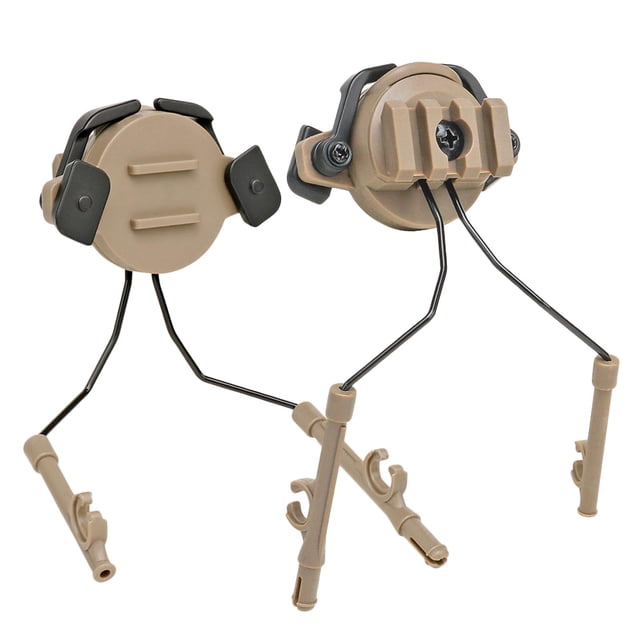 Adaptador de riel para casco, soporte para asiento de cabeza, juego de 1 par de adaptadores de riel para auriculares tácticos Caqui
