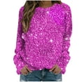 thumbnail image 1 of Bowake Sweat à Manches Longues à Sequins pour Femmes Col Rond Décontracté Hauts Pailletés pour Sortir Blouses de Fête, 1 of 4
