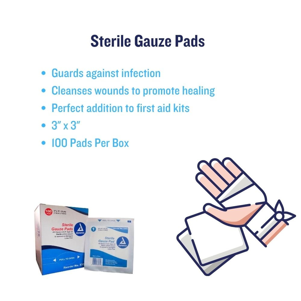 10 Boxes Dynarex Sterile Gauze Pads 12 Ply 3" x 3" Latex Free Wound Dressing Pad