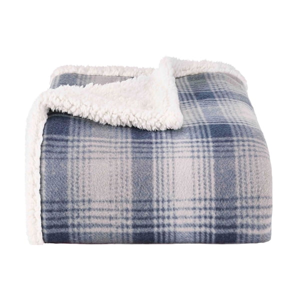 Eddie Bauer Nordic Plaid Midnight Fleece Throw Blanket, 70" X 50"