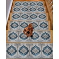 thumbnail image 2 of National Style Non-Slip Stair Treads for Wooden Steps Blue Gray Geometric National Art Indoor Carpet Stair Runners 4PCS 8x30 in with Adhesive for Pets and Seniors, 2 of 7