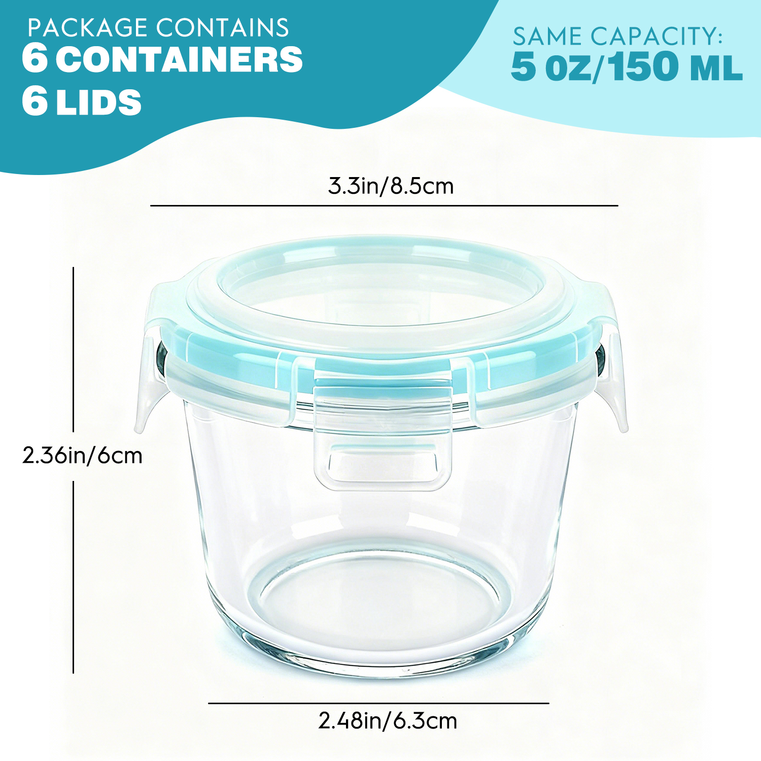 Taimasi Glass Food Storage Containers, 5oz, 12 Piece Set photo 4