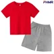 thumbnail image 3 of Conjunto de camiseta de algodón para niños, ropa informal de manga corta para niños y niñas de 2 a 12 años, conjunto de verano de color sólido para bebés, 3 of 5