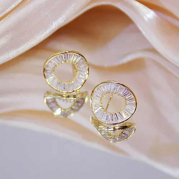 Luxury 18k Yellow Gold Plated Stud Earring Cubic Zircon Women Jewelry A Pair