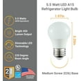 thumbnail image 2 of Diodesy- Pack of 6 A15/LED/6W/FR/40K LED Dimmable Bulb for Ceiling Fan, Refrigerator, Fixture and Desk Lamp, 4000K Cool White, 5.5W/40W Equivalent, 450 Lumen, Medium Base E26, Frosted Finish UL Listed, 2 of 2