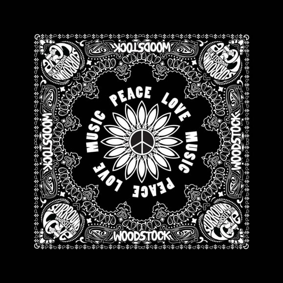 Woodstock  Adult Peace - Love - Music Bandana